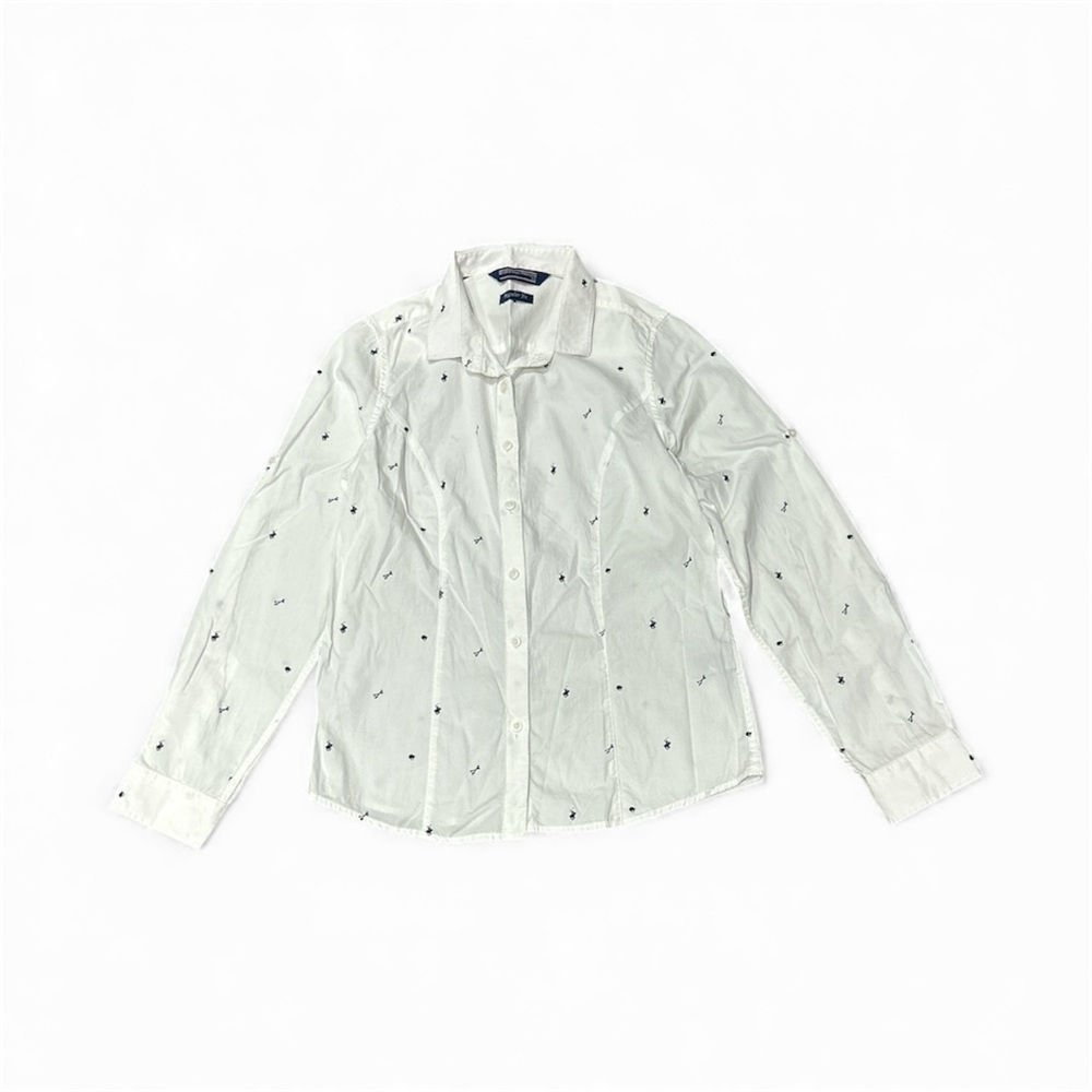 Beverly Hills Polo Club White  button down Shirt with Subtle Pattern
